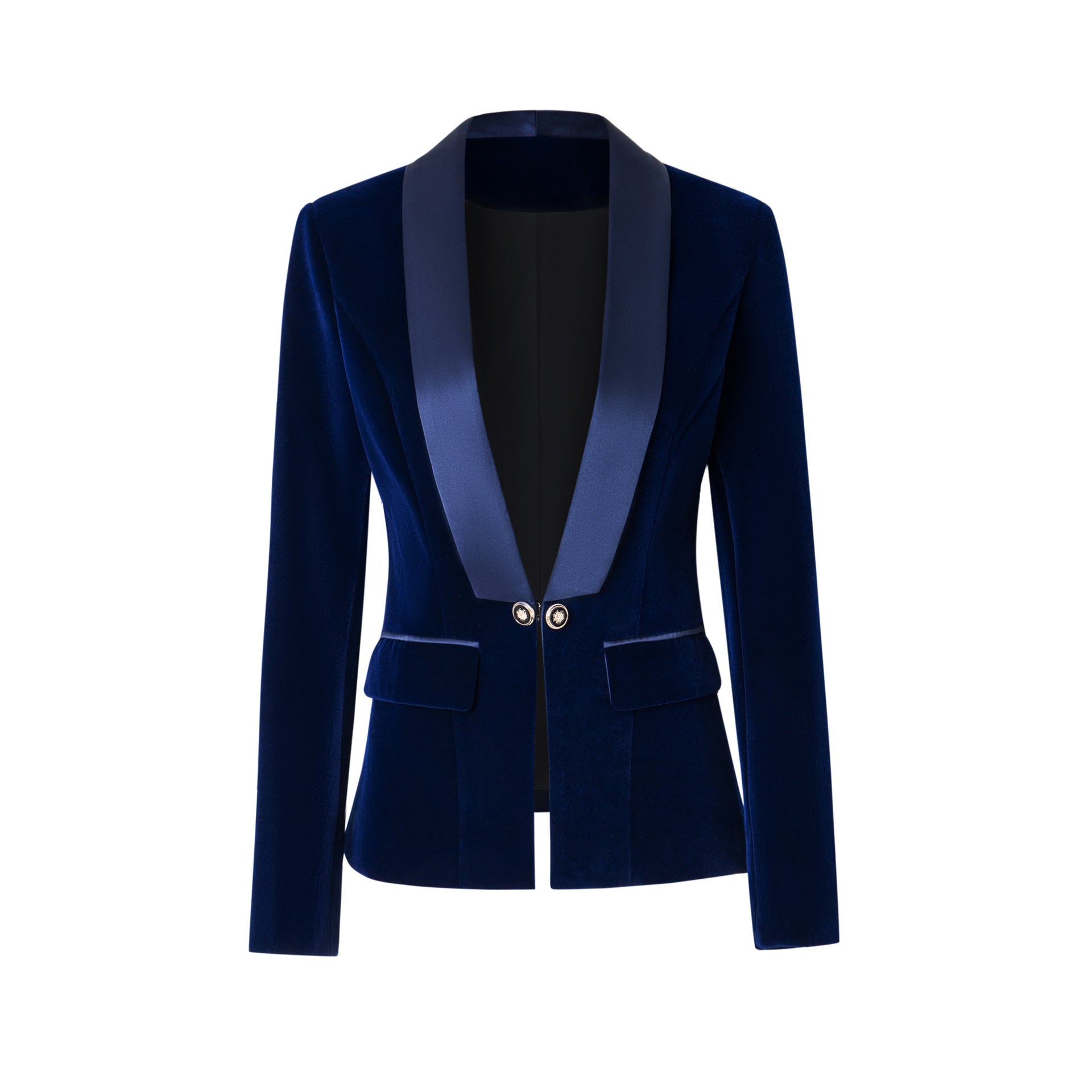 Sapphire Velvet Shawl Blazer