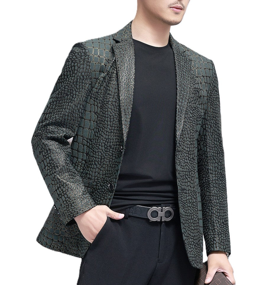 Emerald Scale Leather Blazer