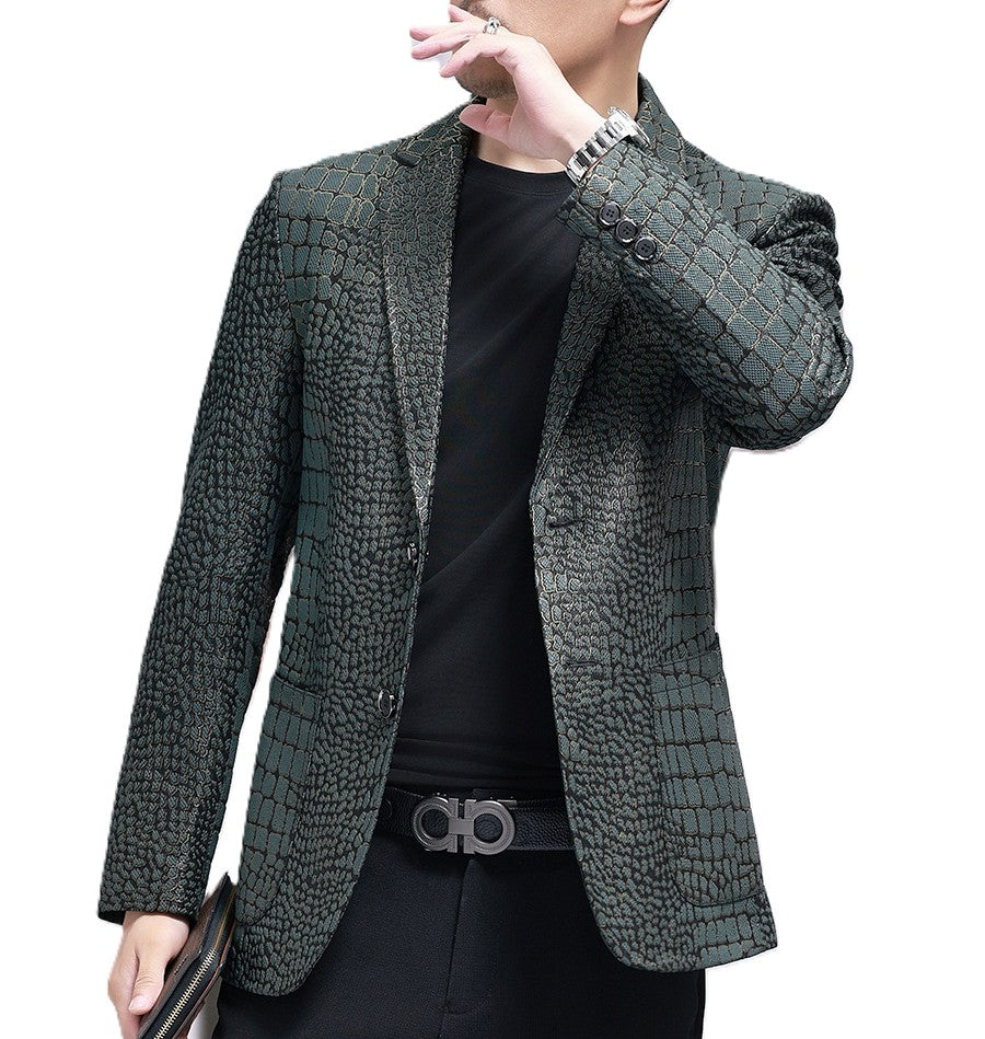 Emerald Scale Leather Blazer