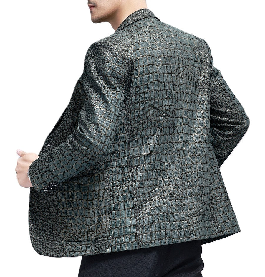 Emerald Scale Leather Blazer