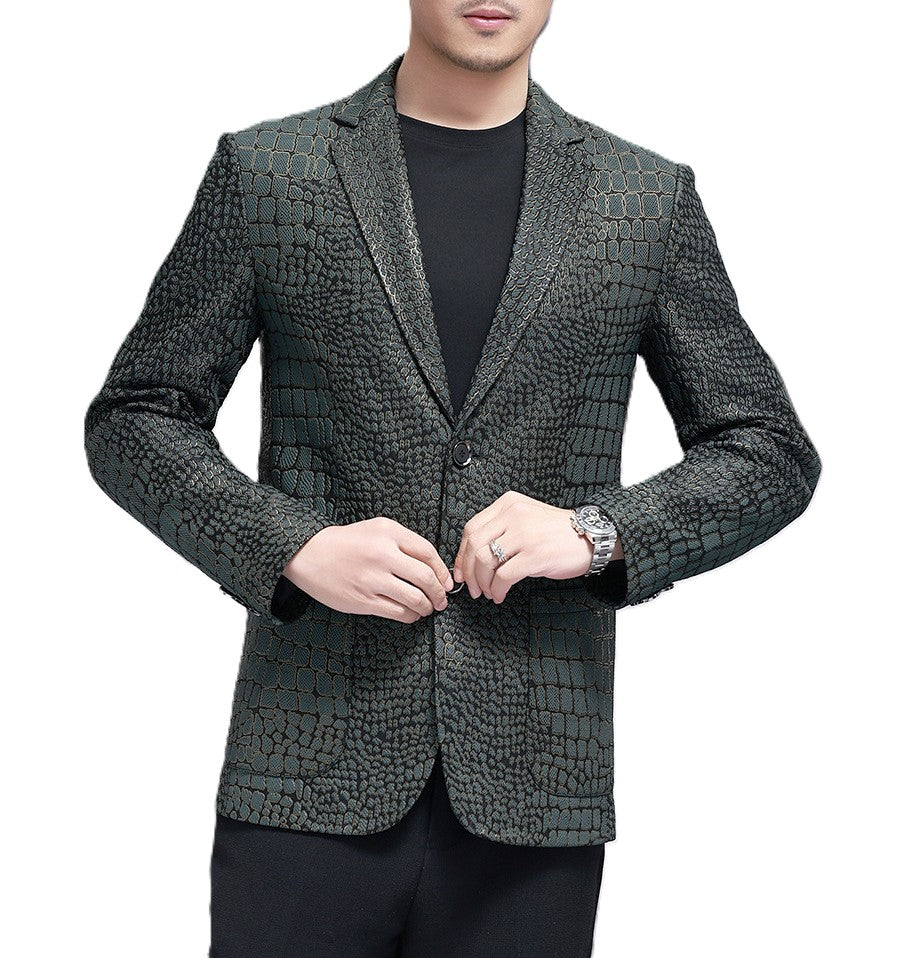 Emerald Scale Leather Blazer