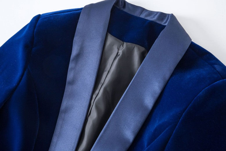 Sapphire Velvet Shawl Blazer